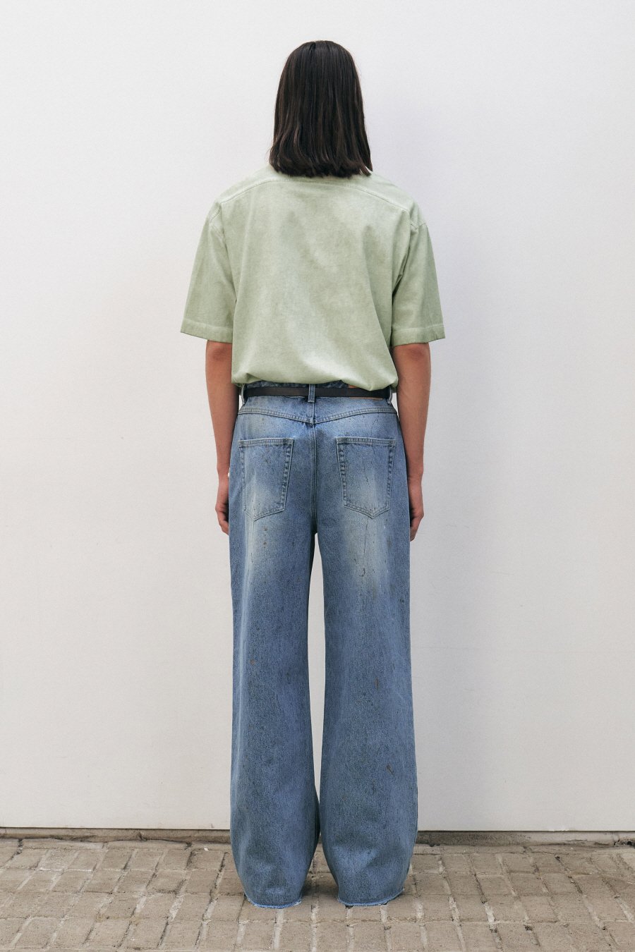 MUSINSA | INSILENCE Luna Washid Pocket T-shirt LIME BEIGE